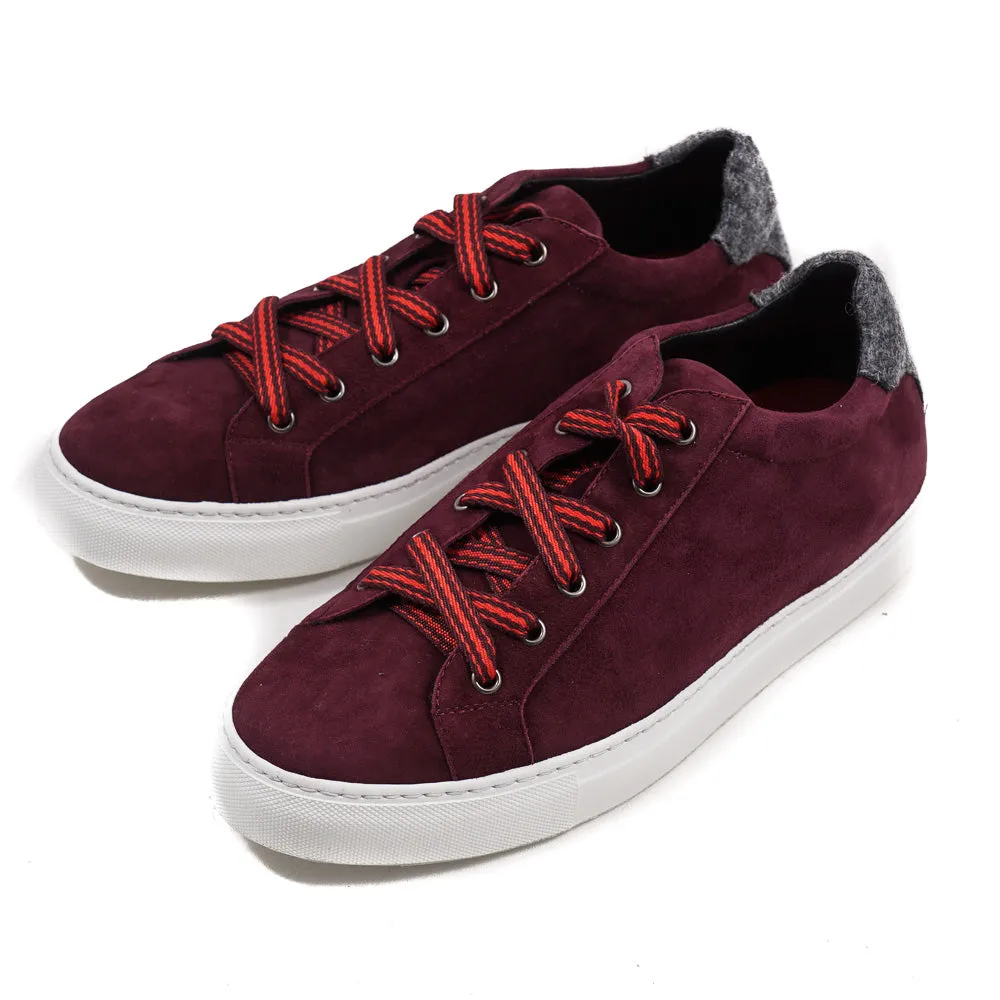 Isaia Burgundy Calf Suede Sneakers