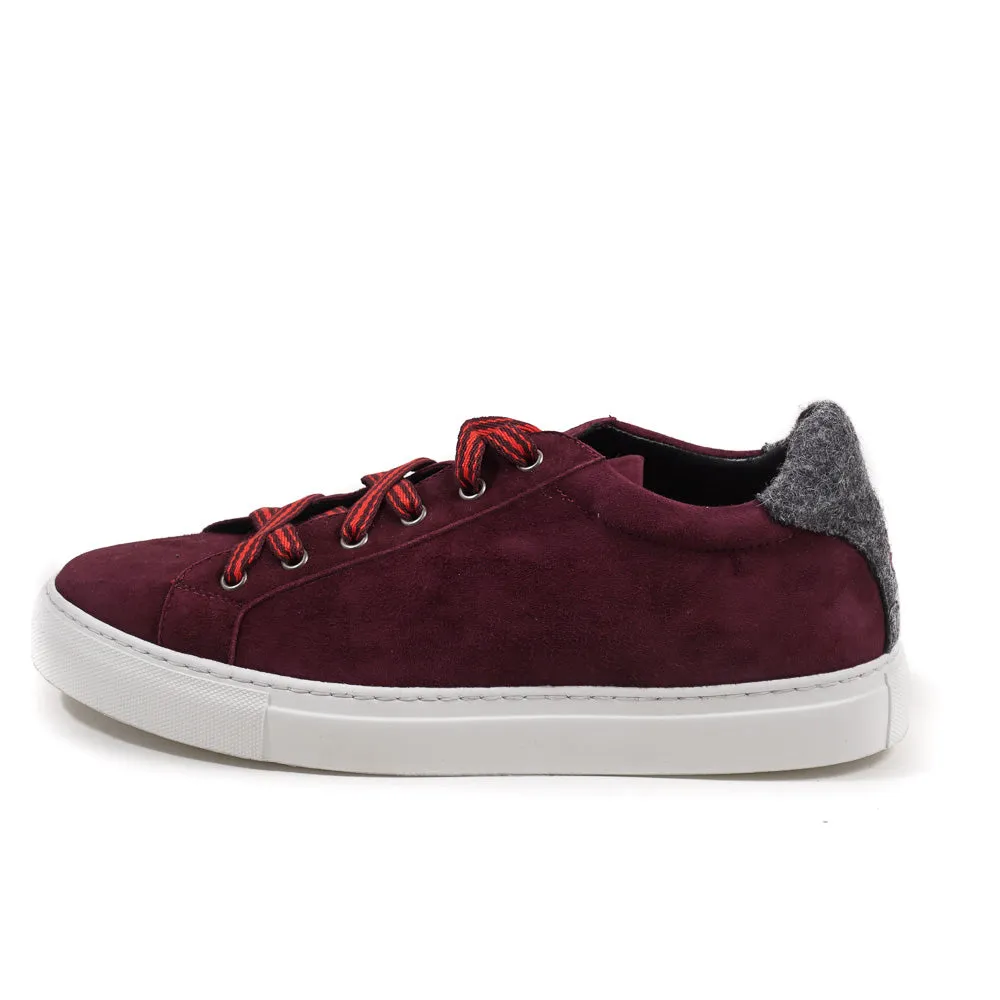 Isaia Burgundy Calf Suede Sneakers