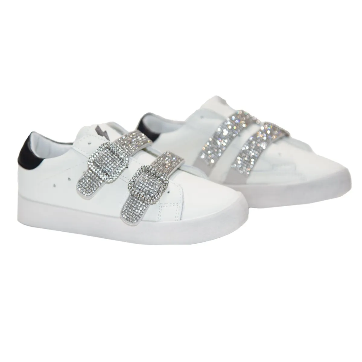 JACKIE CRYSTAL VELCRO BUCKLE SNEAKERS