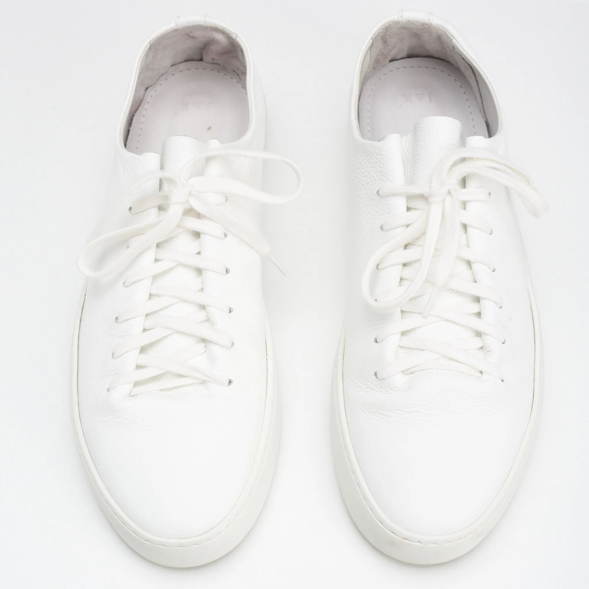 JAK "Atom" All White Full Grain Calf Leather Low-Top Sneaker Shoes EU 42 US 9