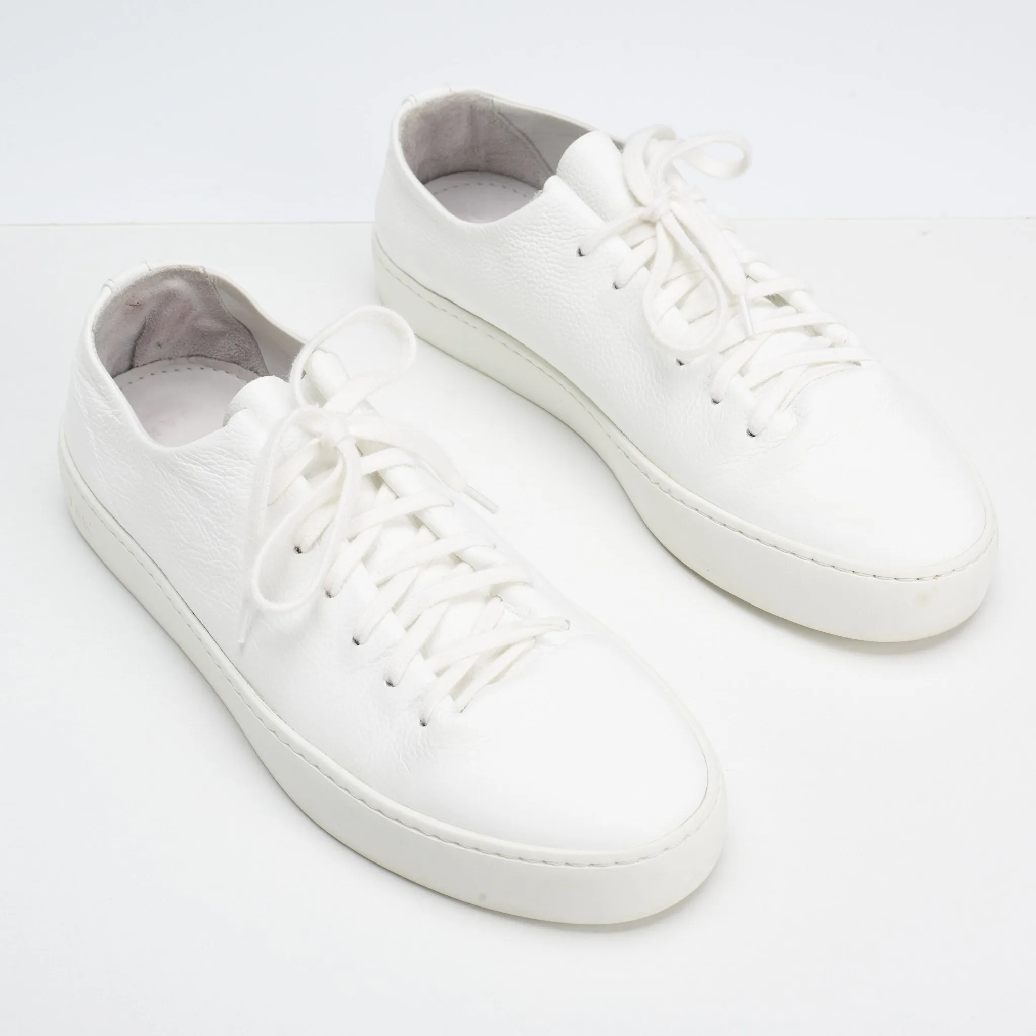 JAK "Atom" All White Full Grain Calf Leather Low-Top Sneaker Shoes EU 42 US 9