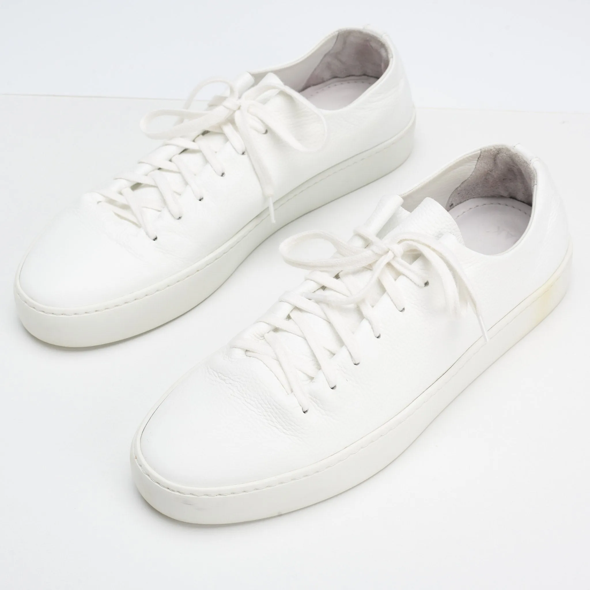 JAK "Atom" All White Full Grain Calf Leather Low-Top Sneaker Shoes EU 42 US 9