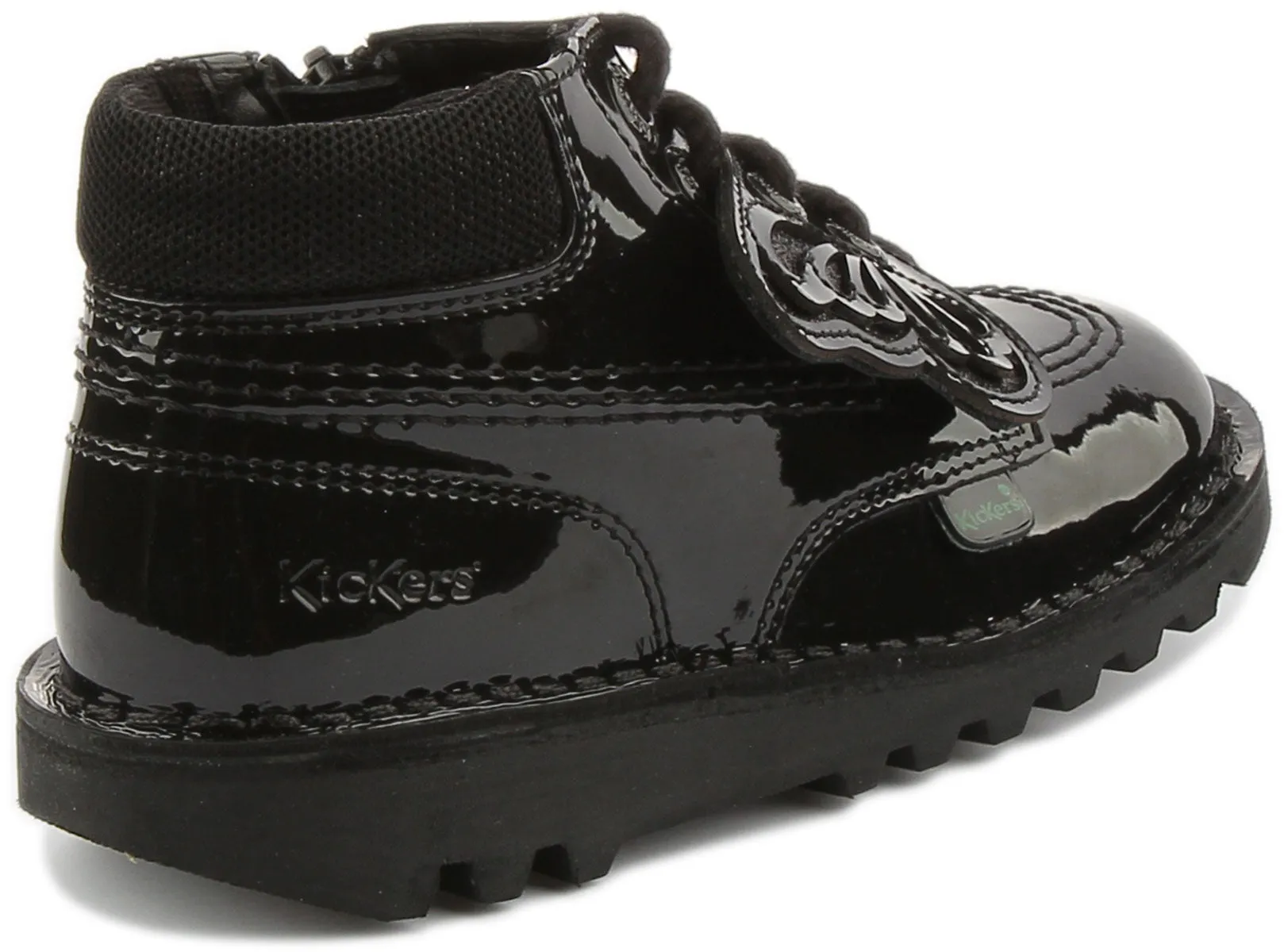 Kickers Kick Hi In Black Patent For Infants