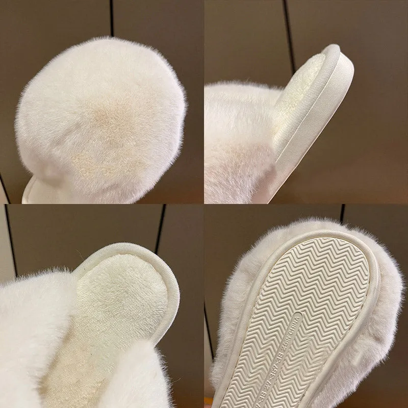 Ladies Slippers Autumn Winter Plush Warm Slippers Shoes for Indoor Outdoor