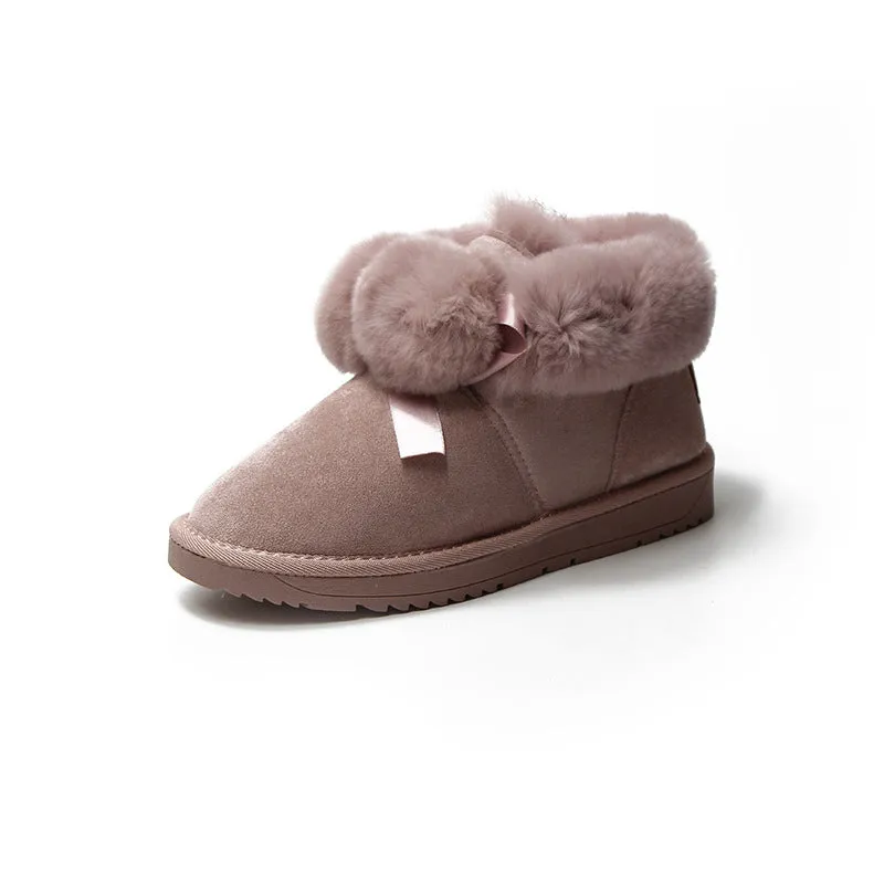 Ladies Winter Warm Slippers Indoor Outdoor Slipper Boots Booties with Fuzzy Balls