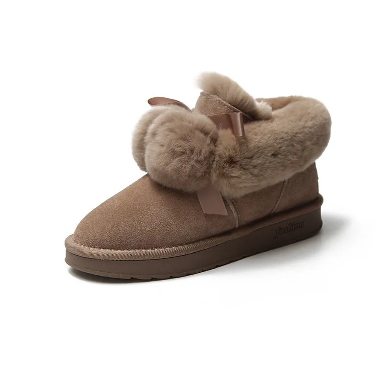 Ladies Winter Warm Slippers Indoor Outdoor Slipper Boots Booties with Fuzzy Balls