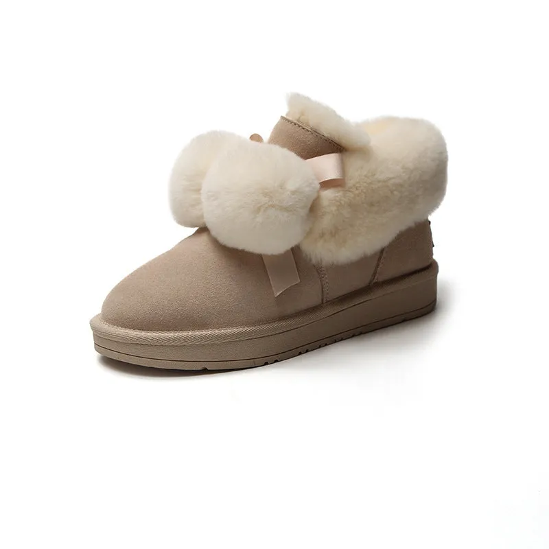 Ladies Winter Warm Slippers Indoor Outdoor Slipper Boots Booties with Fuzzy Balls