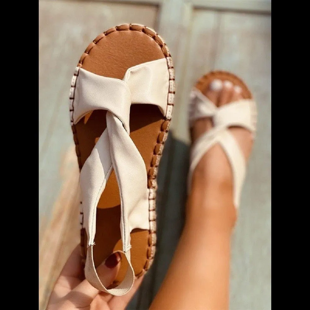 Leopard Print Casual Sandals Cross Flat Sandals Women