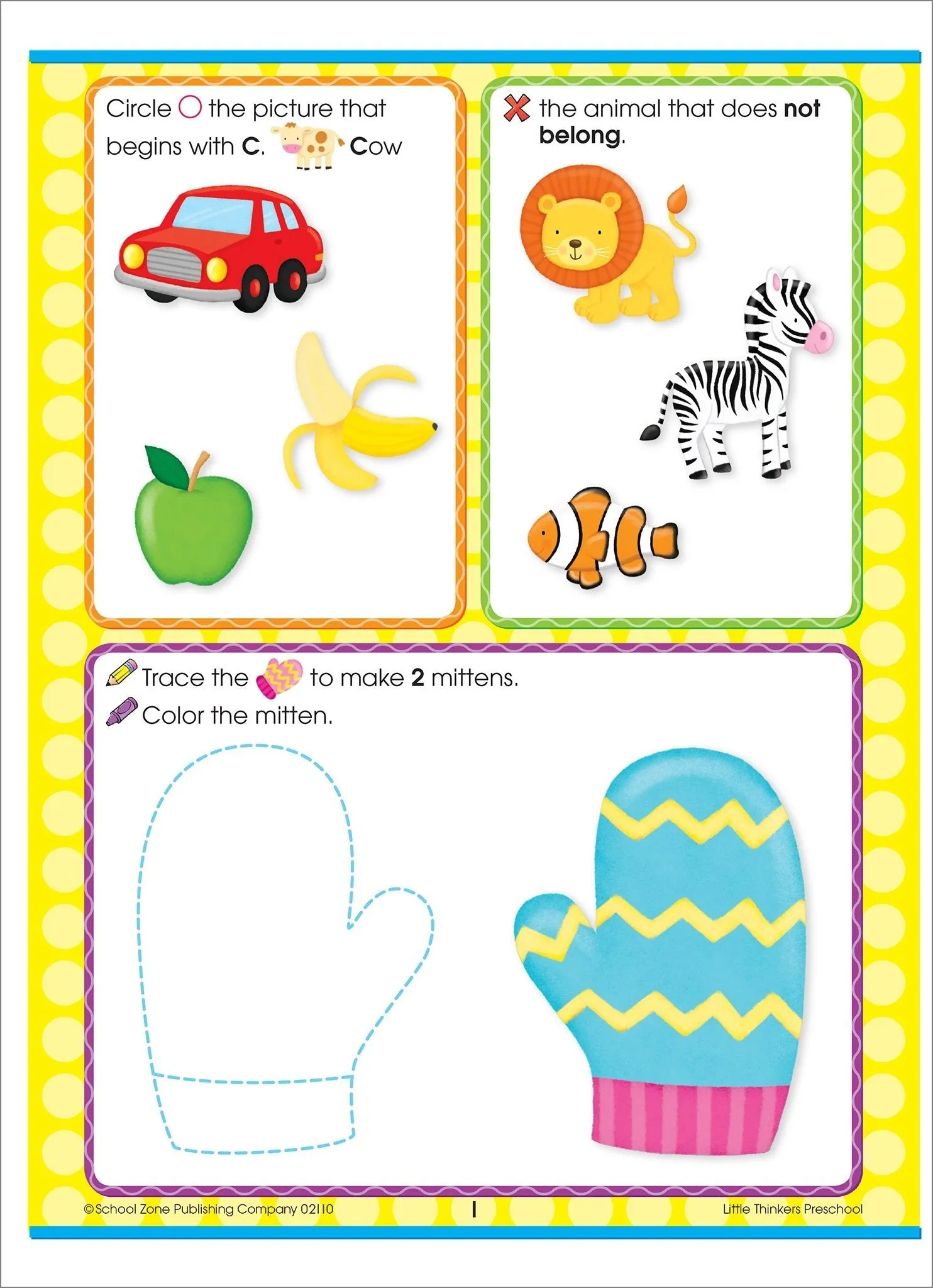 Little Thinkers Preschool Workbook - 32 Pages, Ages 3 to 5, Beginning Sounds, Patterns, Alphabet, Counting 0-12, and More