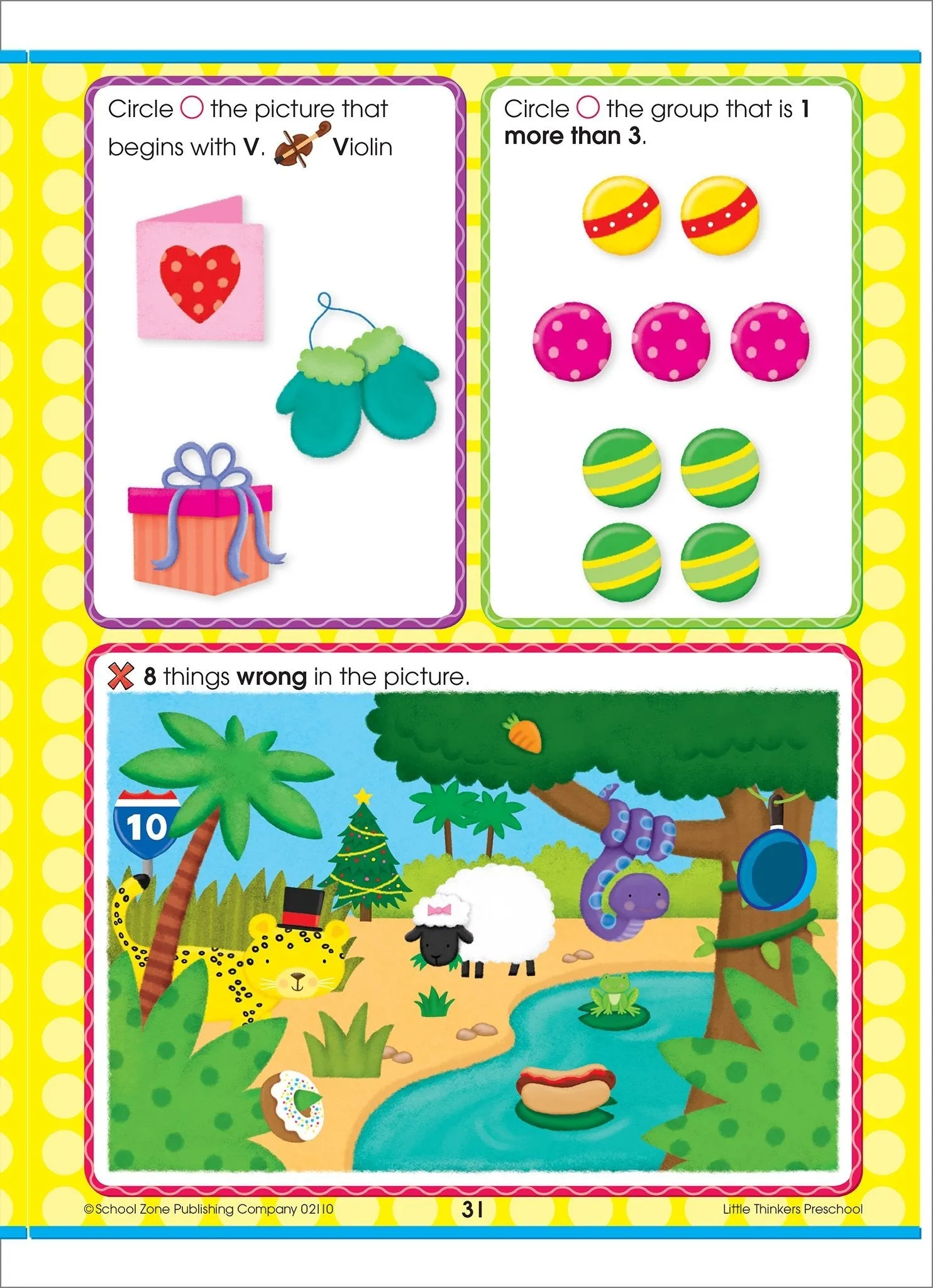 Little Thinkers Preschool Workbook - 32 Pages, Ages 3 to 5, Beginning Sounds, Patterns, Alphabet, Counting 0-12, and More