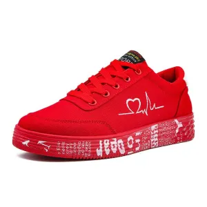 Love Print Casual Lace-Up Sneakers for Women & Men