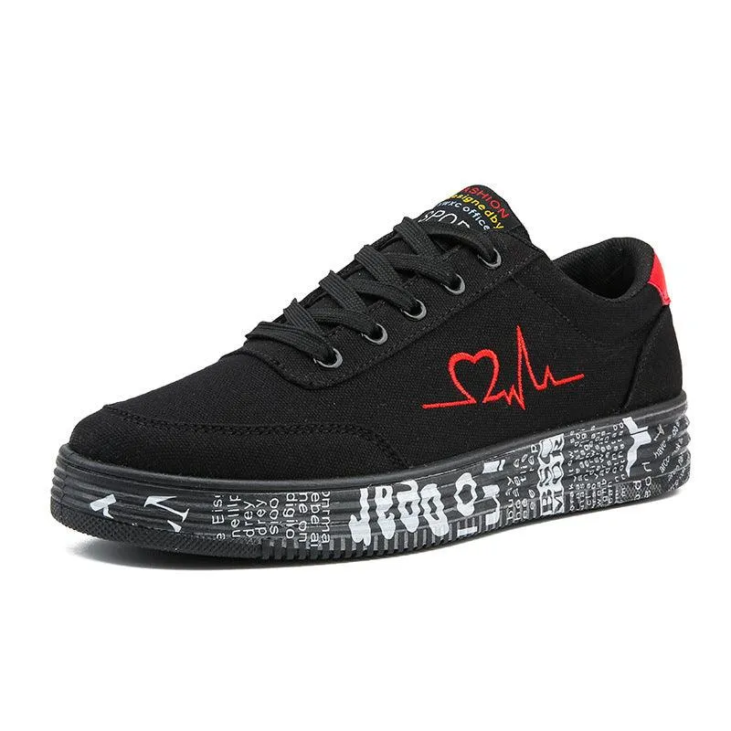 Love Print Casual Lace-Up Sneakers for Women & Men