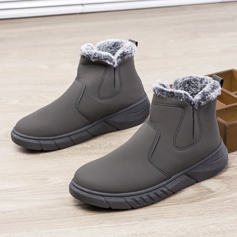 LovelyRLovely Men's V Cutout Plush Ankle Boots