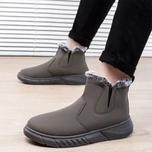 LovelyRLovely Men's V Cutout Plush Ankle Boots