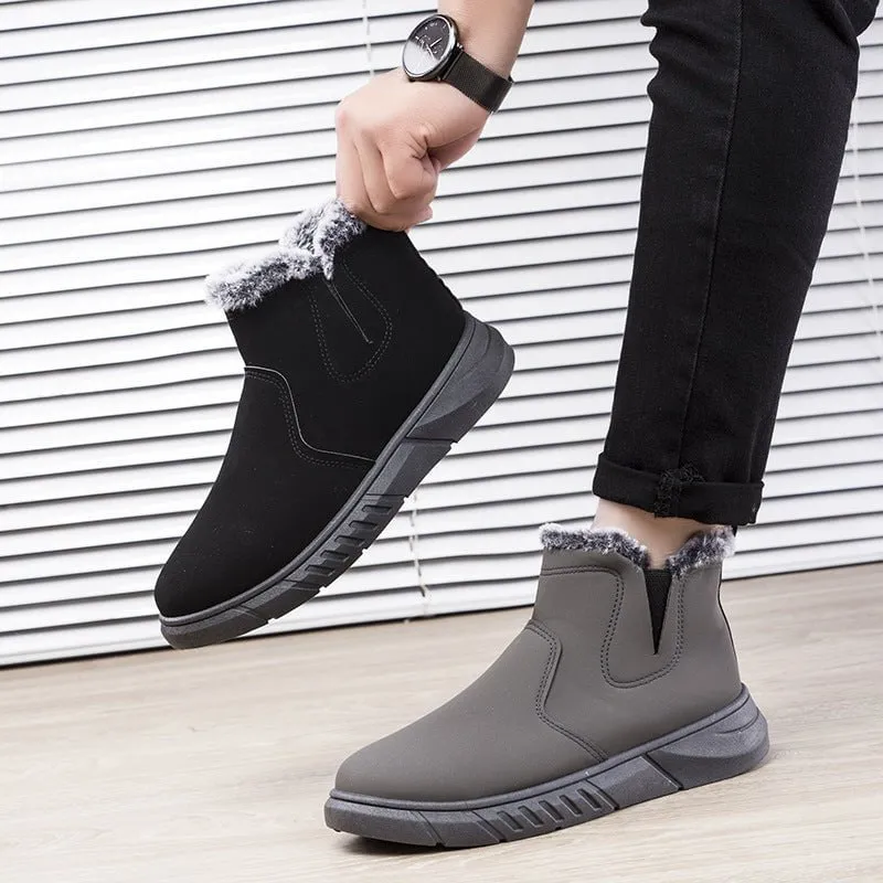 LovelyRLovely Men's V Cutout Plush Ankle Boots