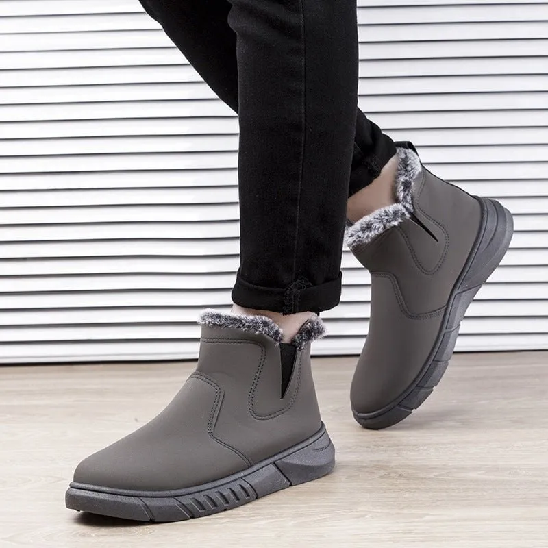 LovelyRLovely Men's V Cutout Plush Ankle Boots