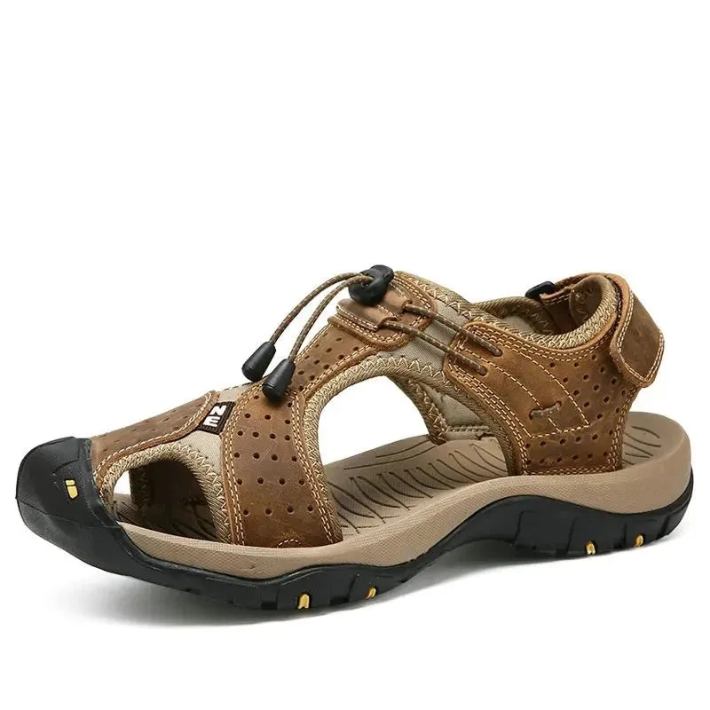 Male Shoes Genuine Leather Men Sandals Summer Men Shoes Beach Sandals Man Fashion Outdoor Casual Sneakers Size 48 v1