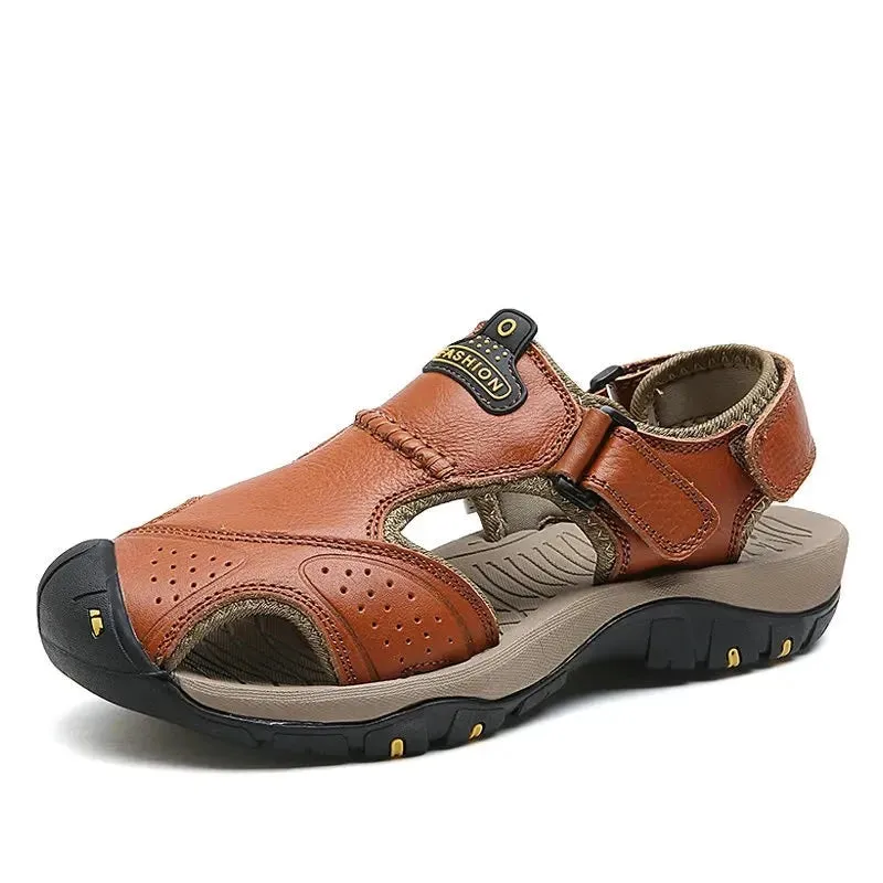 Male Shoes Genuine Leather Men Sandals Summer Men Shoes Beach Sandals Man Fashion Outdoor Casual Sneakers Size 48 v1