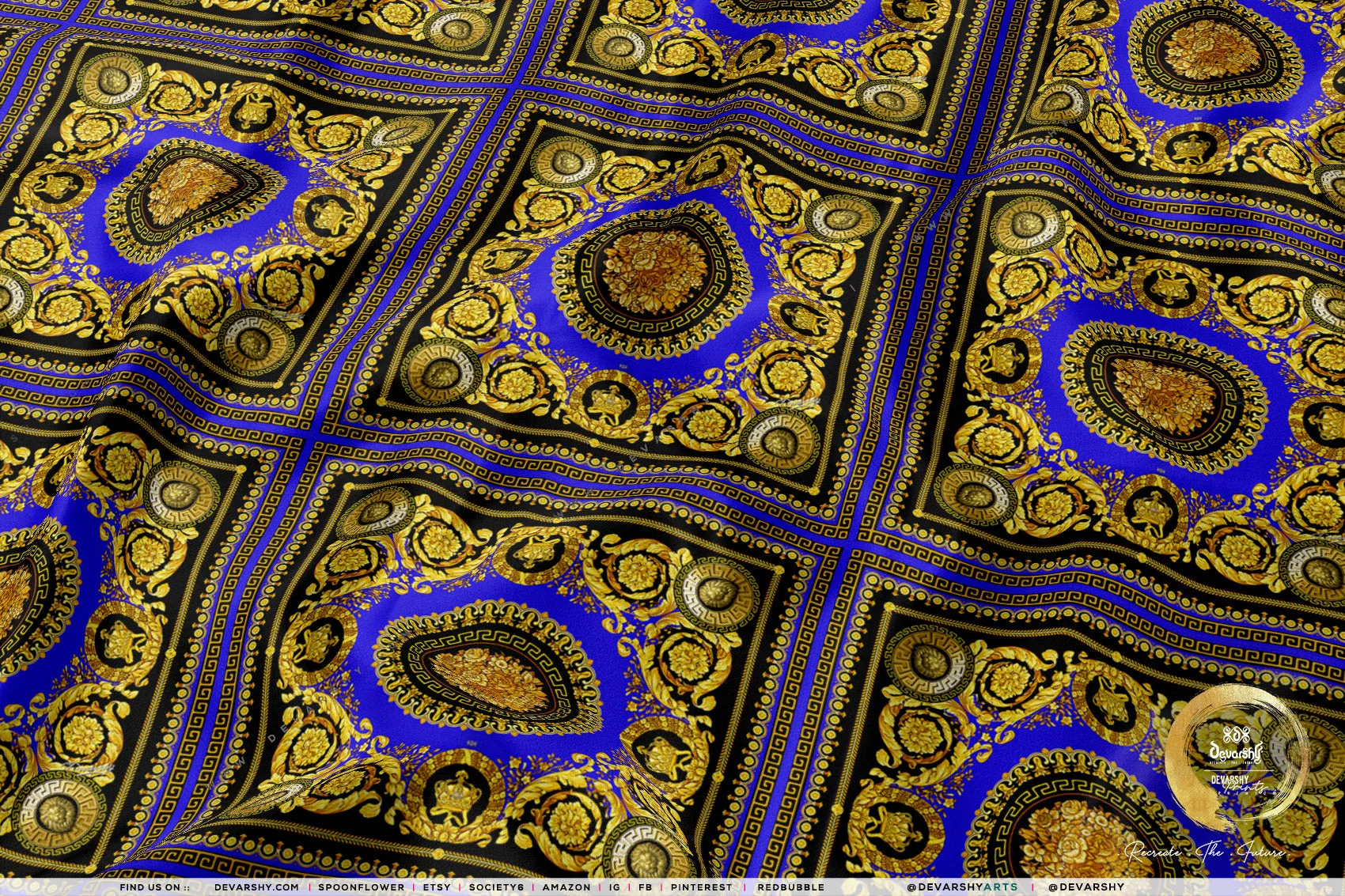 Medallion Upholstery Fabric 3meters 9 Designs & 12 Furnishing Fabrics Golden Baroque Fabric By the Yard | 030