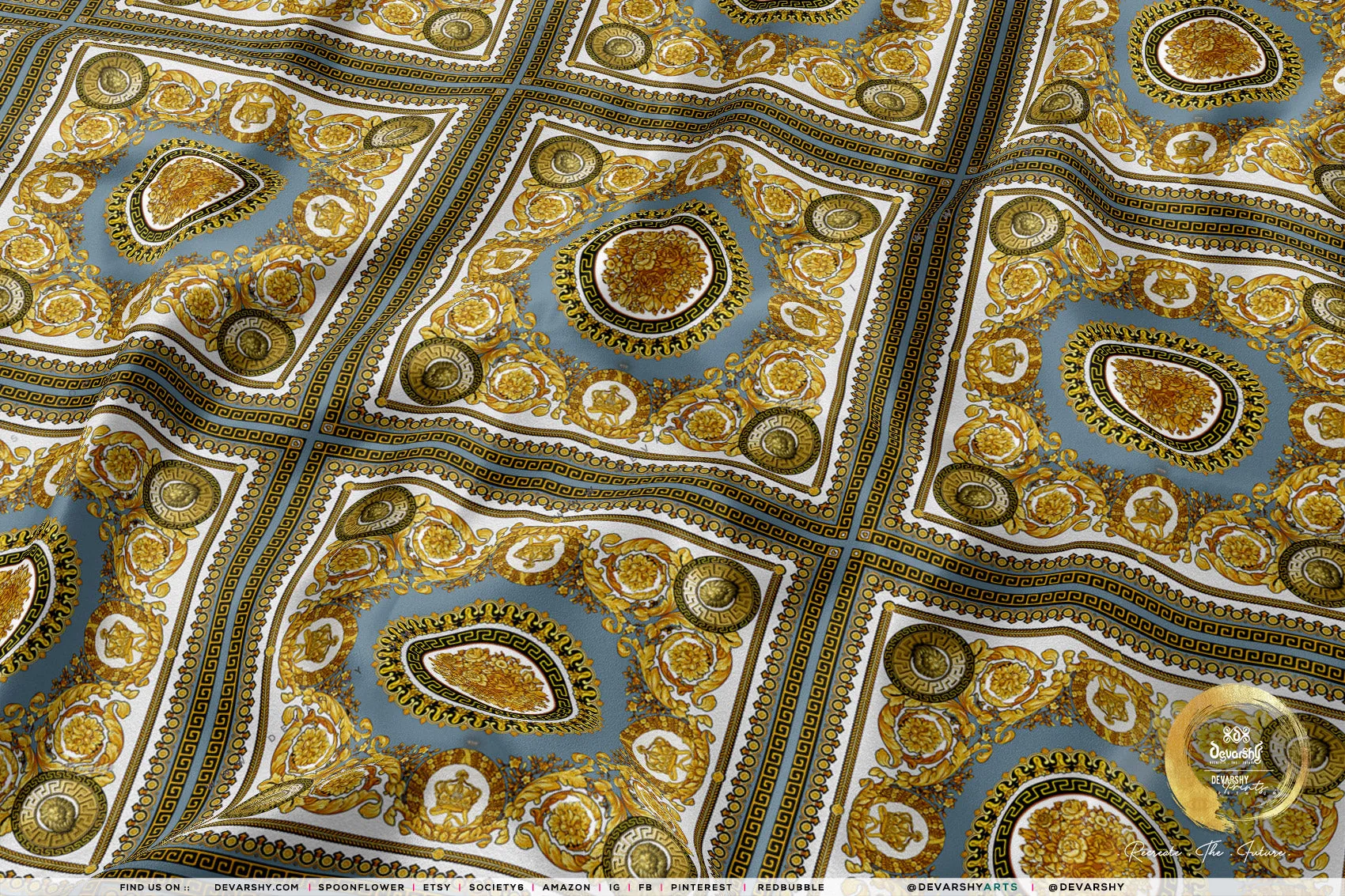 Medallion Upholstery Fabric 3meters 9 Designs & 12 Furnishing Fabrics Golden Baroque Fabric By the Yard | 030