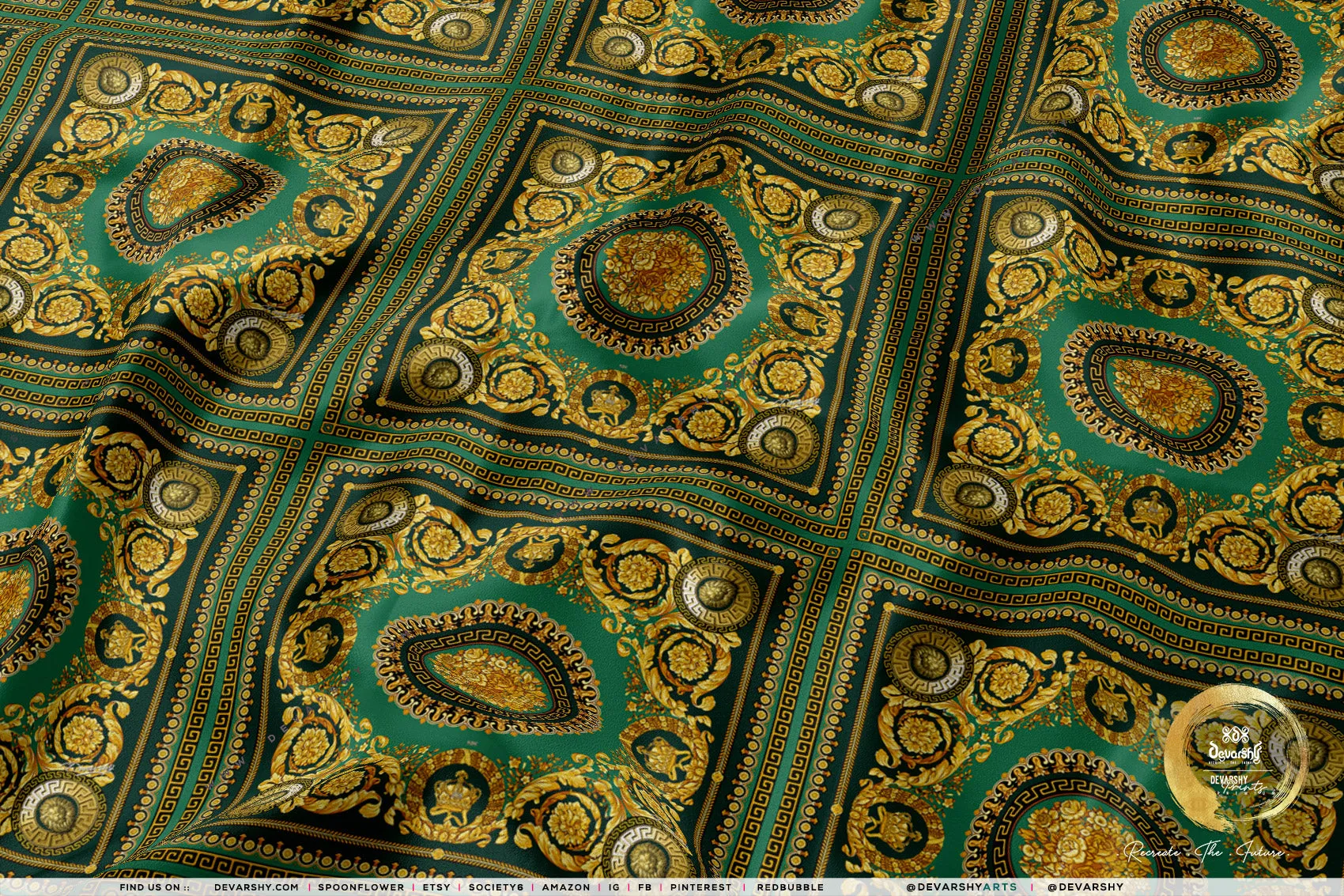 Medallion Upholstery Fabric 3meters 9 Designs & 12 Furnishing Fabrics Golden Baroque Fabric By the Yard | 030