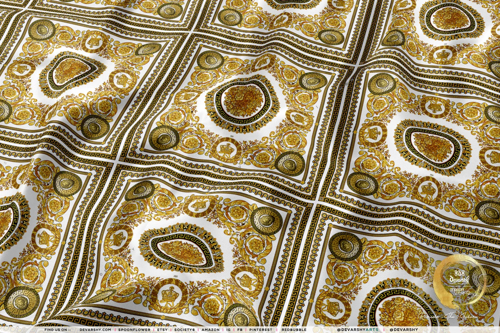 Medallion Upholstery Fabric 3meters 9 Designs & 12 Furnishing Fabrics Golden Baroque Fabric By the Yard | 030