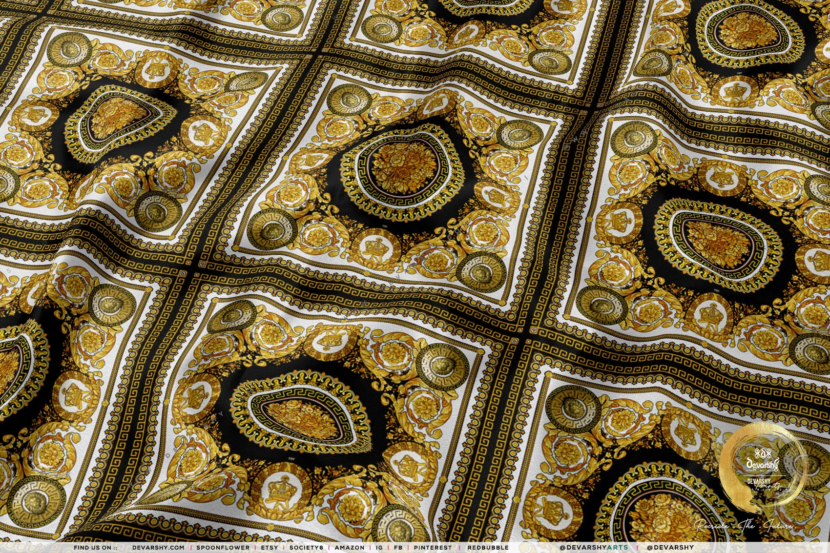 Medallion Upholstery Fabric 3meters 9 Designs & 12 Furnishing Fabrics Golden Baroque Fabric By the Yard | 030