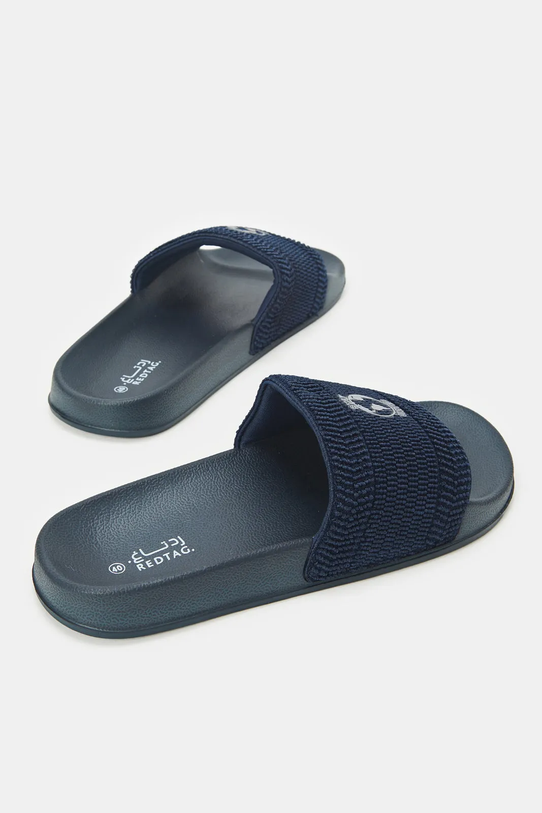 Men Navy Padded Upper Slides