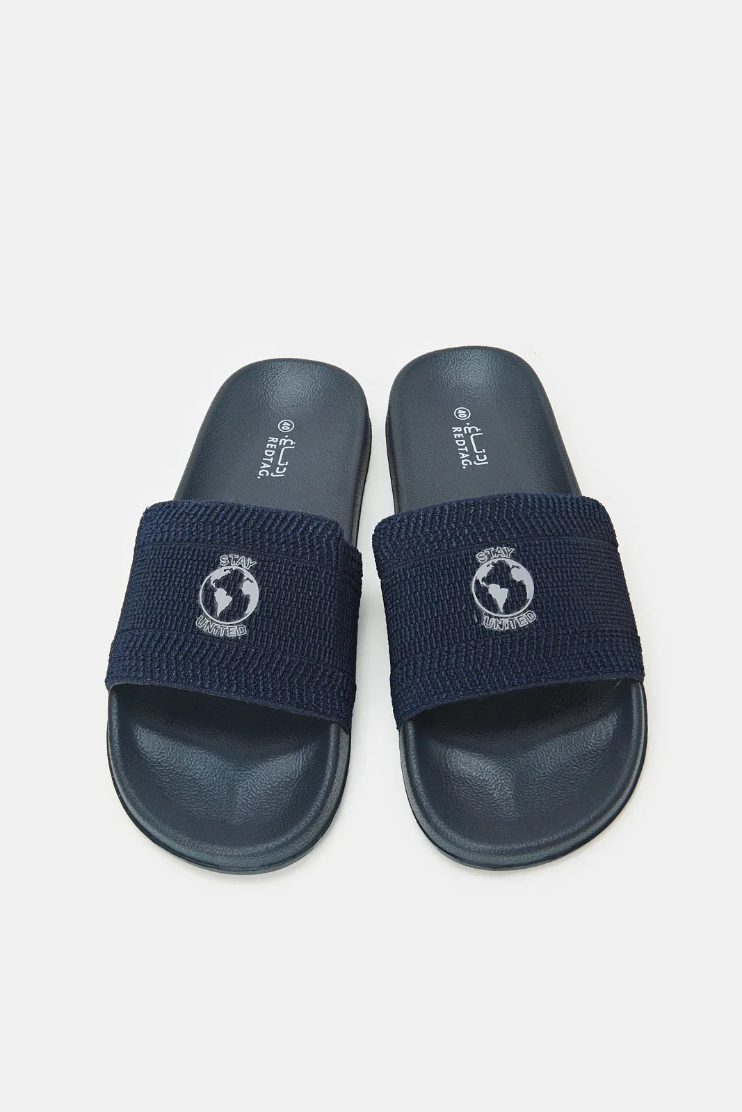 Men Navy Padded Upper Slides