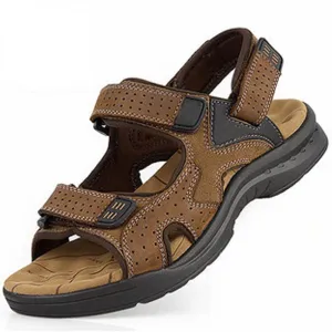 Men Sandals - Genuine Leather Cowhide Summer Outdoor Casual Suede Leather Sandals