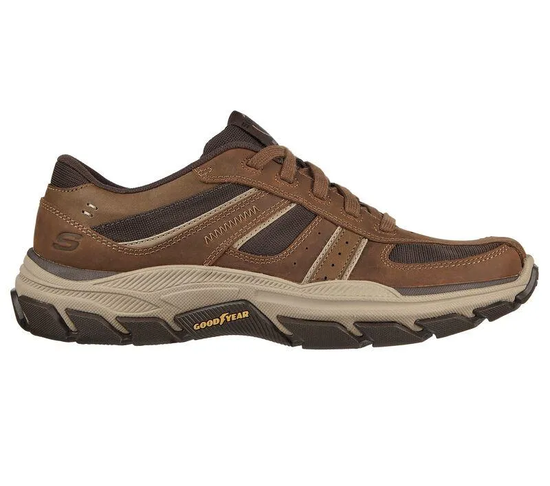 Men's Relaxed Fit Skechers 204330 Respected Edgemere Good Year Walking Trainers - Desert