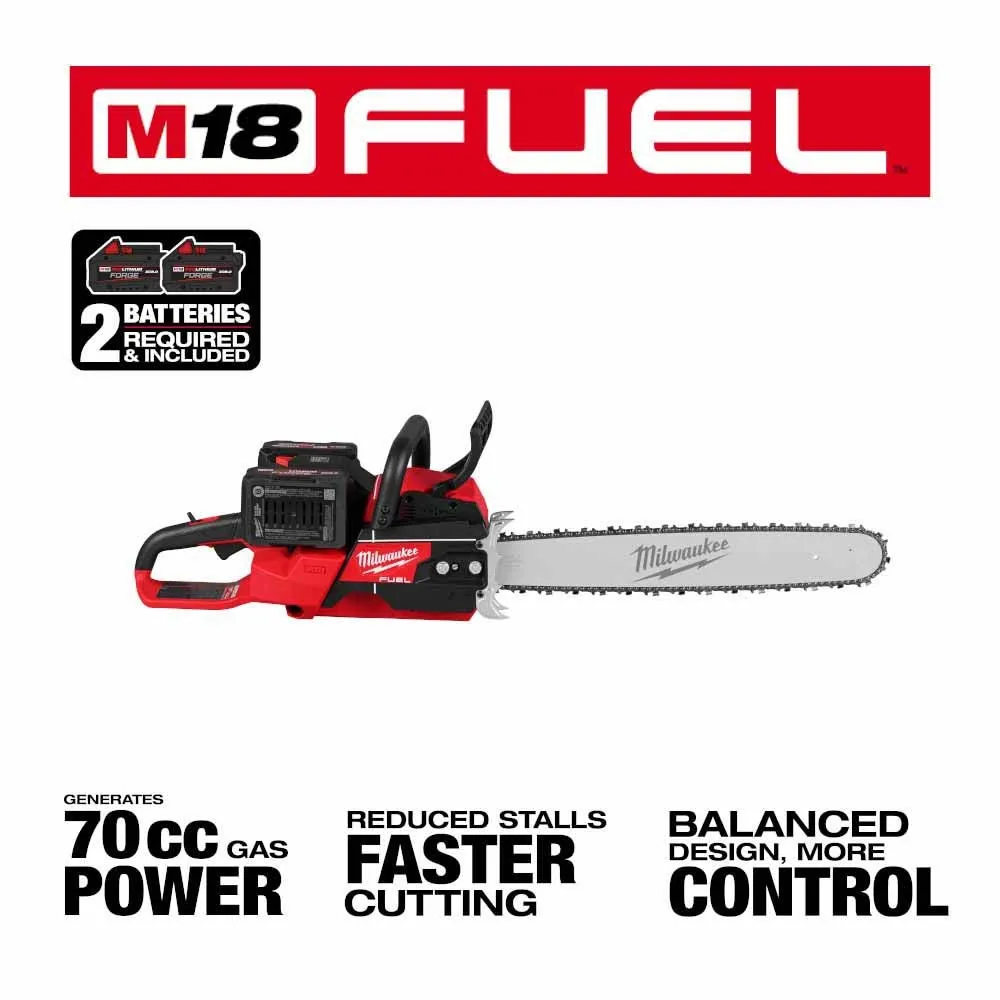 Milwaukee 2827-22 M18 FUEL 20" Dual Battery Chainsaw Kit