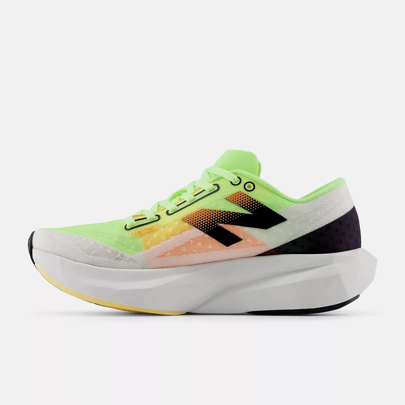 New Balance Womens Fuelcell Rebel v4 - White with bleached lime glo and hot mango (WFCXLA4)