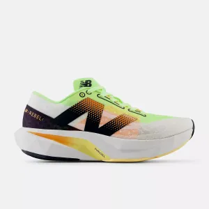 New Balance Womens Fuelcell Rebel v4 - White with bleached lime glo and hot mango (WFCXLA4)