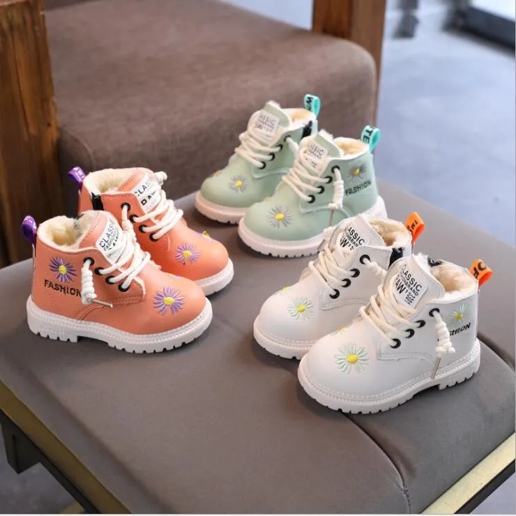 New Kids Baby Girls Shoes Boys Student PU Leather Lace Up Ankle Boots