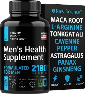 Nitric Oxide Supplements for Men Black Maca Root L Arginine 1000 Mg 60 capsules