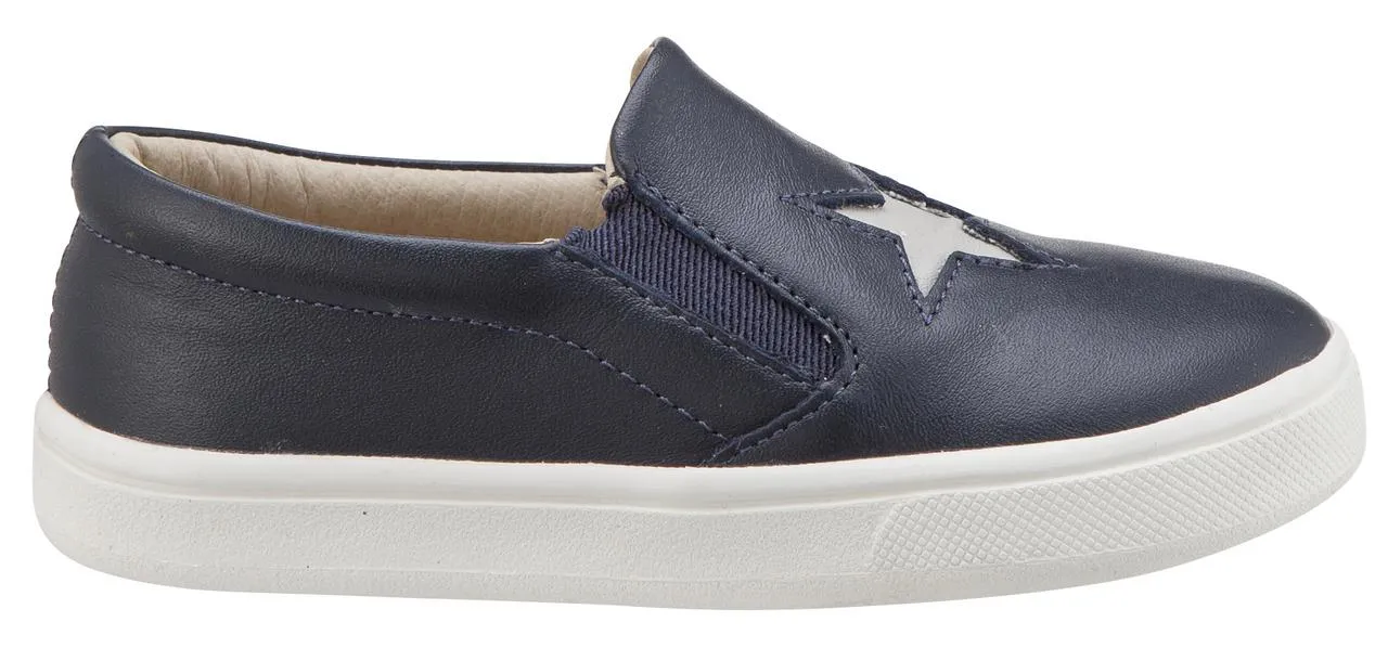 Old Soles Boy's and Girl's Starey Hoff Leather Sneakers, Navy Blue