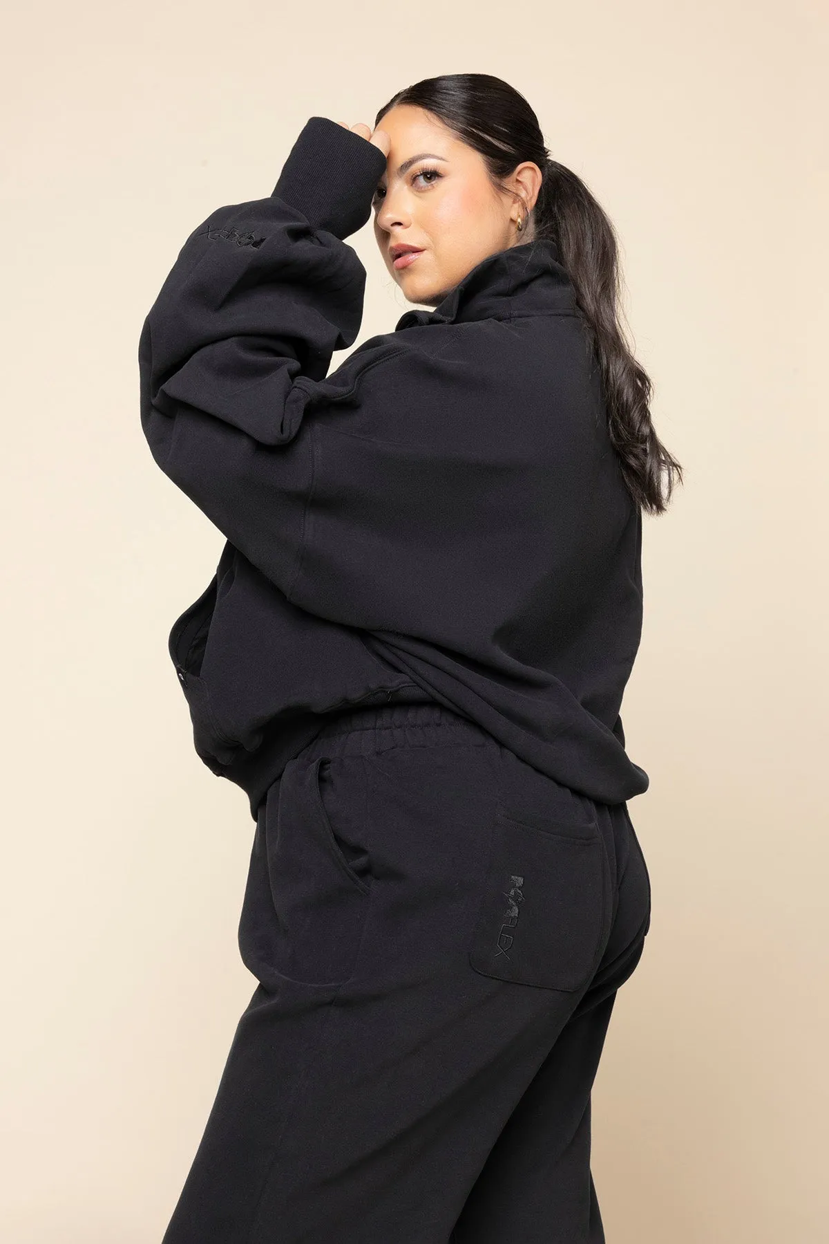 Ooey Gooey Half Zip Sweater - Black