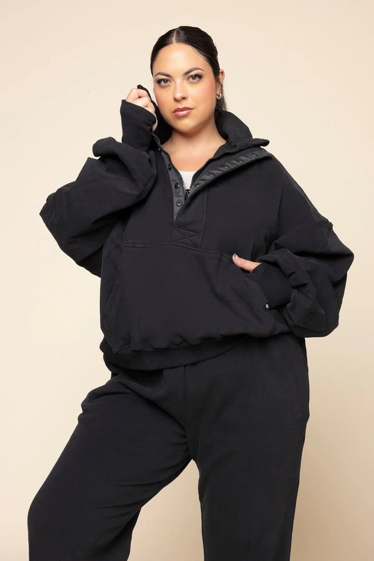 Ooey Gooey Half Zip Sweater - Black