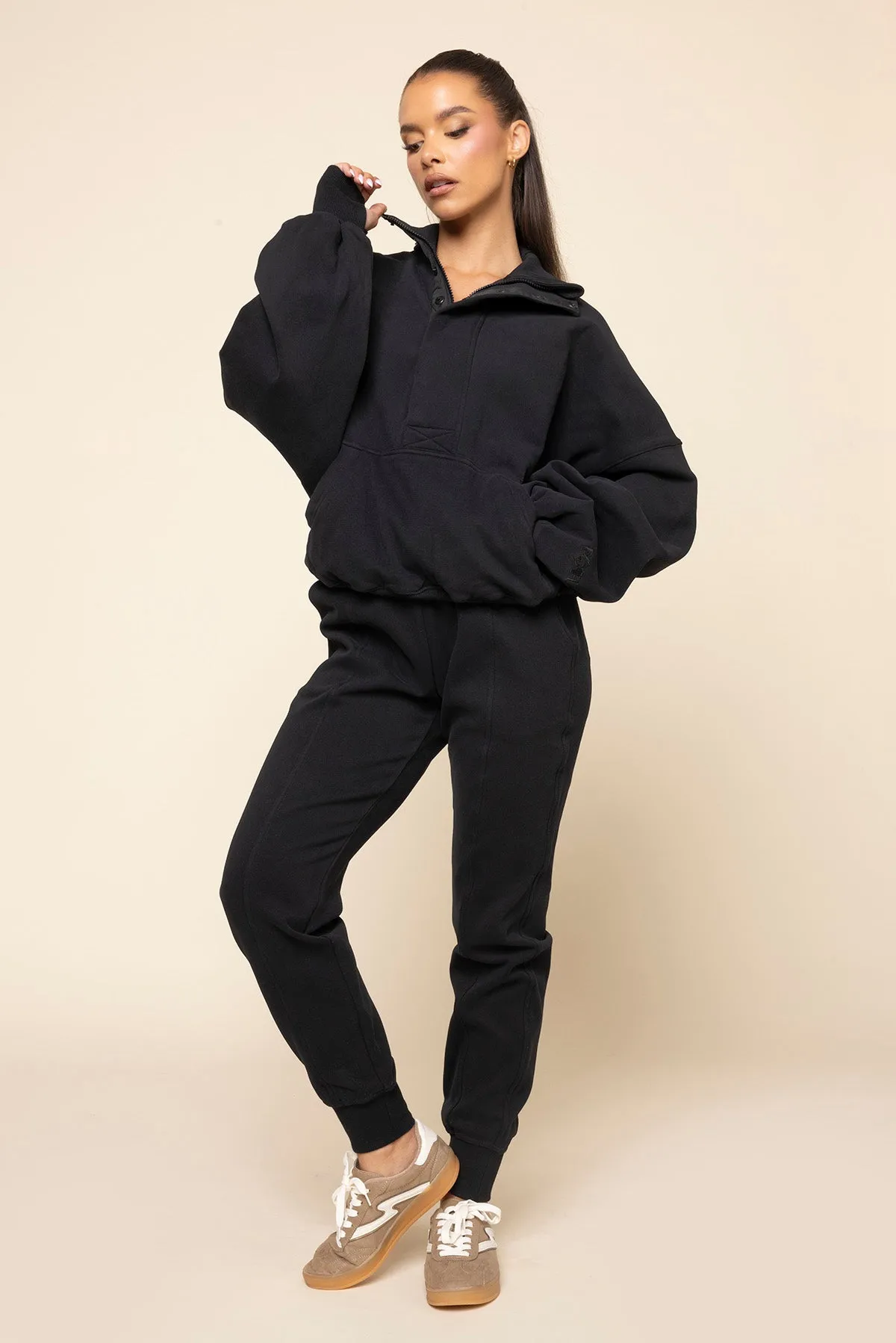 Ooey Gooey Half Zip Sweater - Black