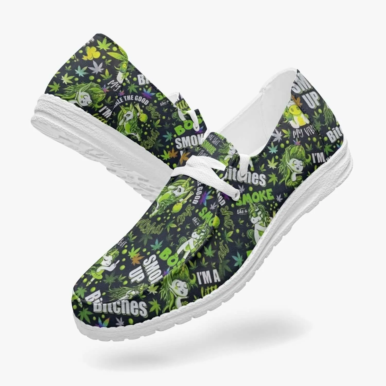 Original Design Cannabis High Maintenance Unicorn Canvas Light Weight Shoes