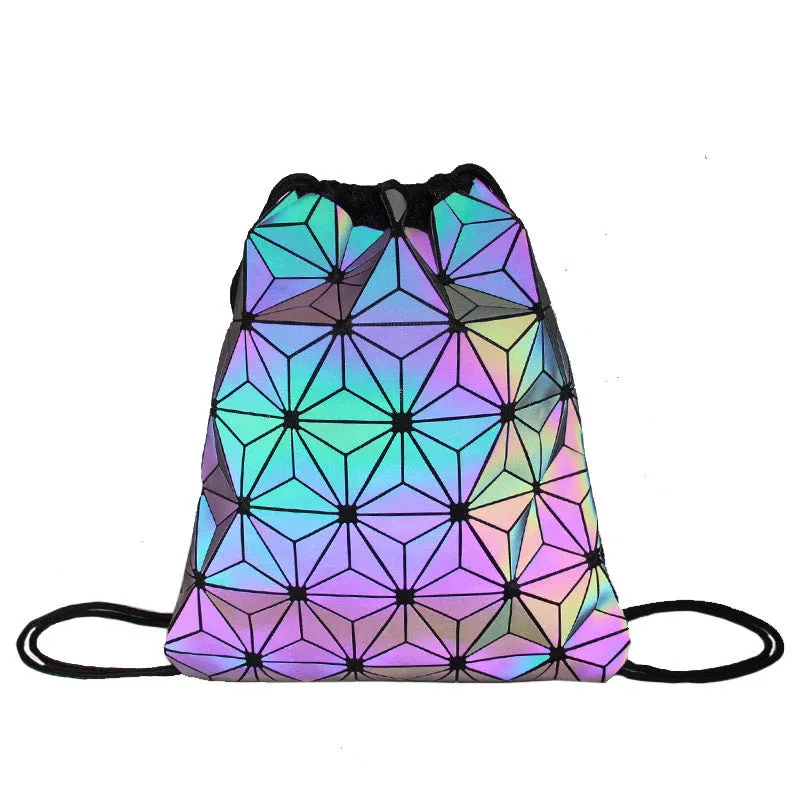 Outdoor All-matching Men And Women Drawstring Bag Geometric Luminous