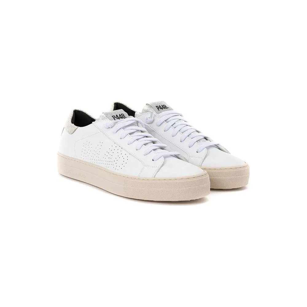 P448 White Leather Sneakers Elegant Casual Footwear