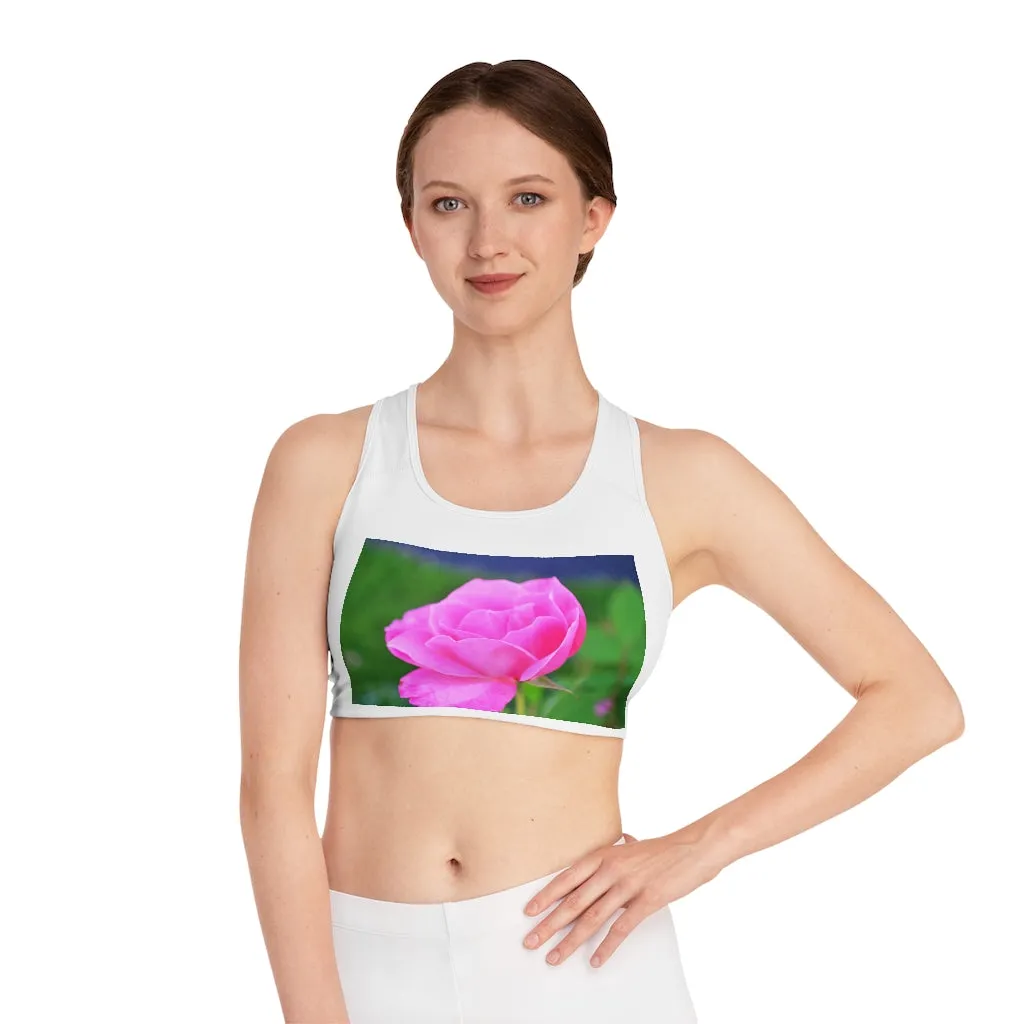 Pink Flower Sports Bra (AOP)