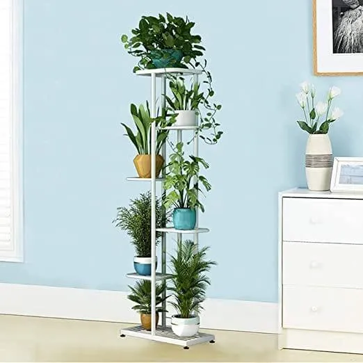 Plant Stand Metal 6 Tier 7 Potted Multiple Flower Pot Holder Shelf Indoor Outdoor Planter Display Shelving Unit For Patio Garden Corner