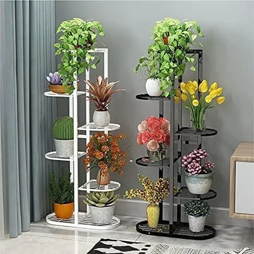 Plant Stand Metal 6 Tier 7 Potted Multiple Flower Pot Holder Shelf Indoor Outdoor Planter Display Shelving Unit For Patio Garden Corner