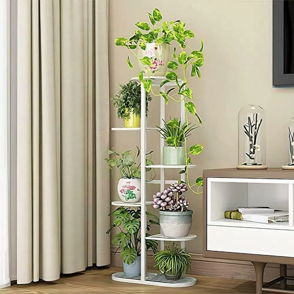 Plant Stand Metal 6 Tier 7 Potted Multiple Flower Pot Holder Shelf Indoor Outdoor Planter Display Shelving Unit For Patio Garden Corner