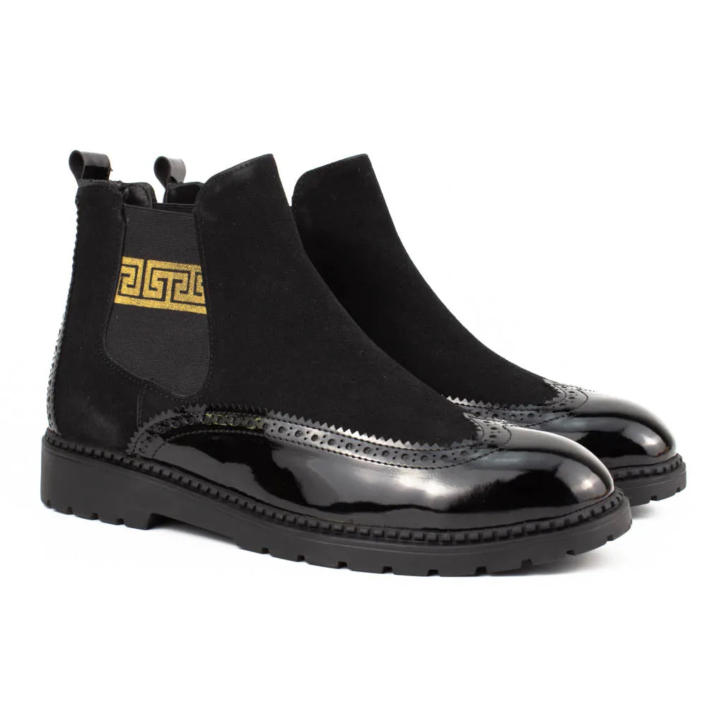 Plutus Black Men's Genuine Chelsea Leather Boots