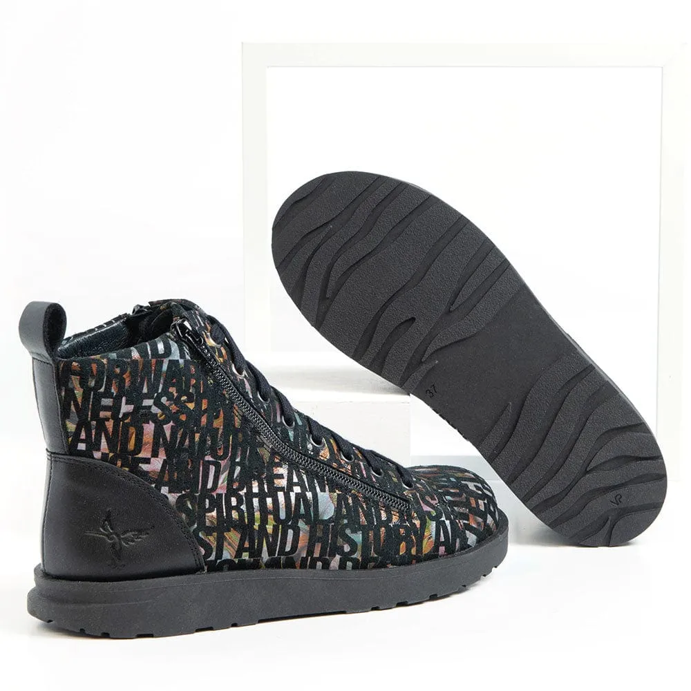 Portofino Women's Patterned Sneaker Boots- Black