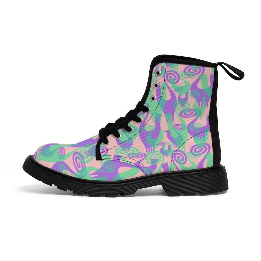 Purple/Green Snooty Layers Women's Canvas Boots